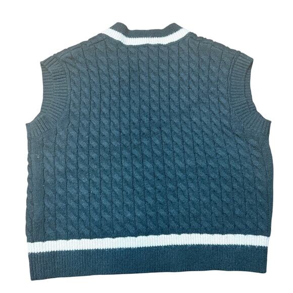 Oak + Fort Green/White Cable Knit V-Neck Sweater Vest Women's Size X-SMALL - Picture 4 of 4